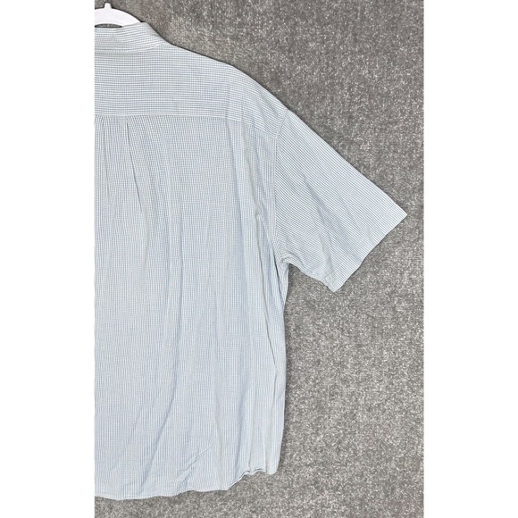 Old Navy Short Sleeve Mini Check Button Up‎ Shirt Mens Size XL Blue White Cotton - Picture 8 of 10